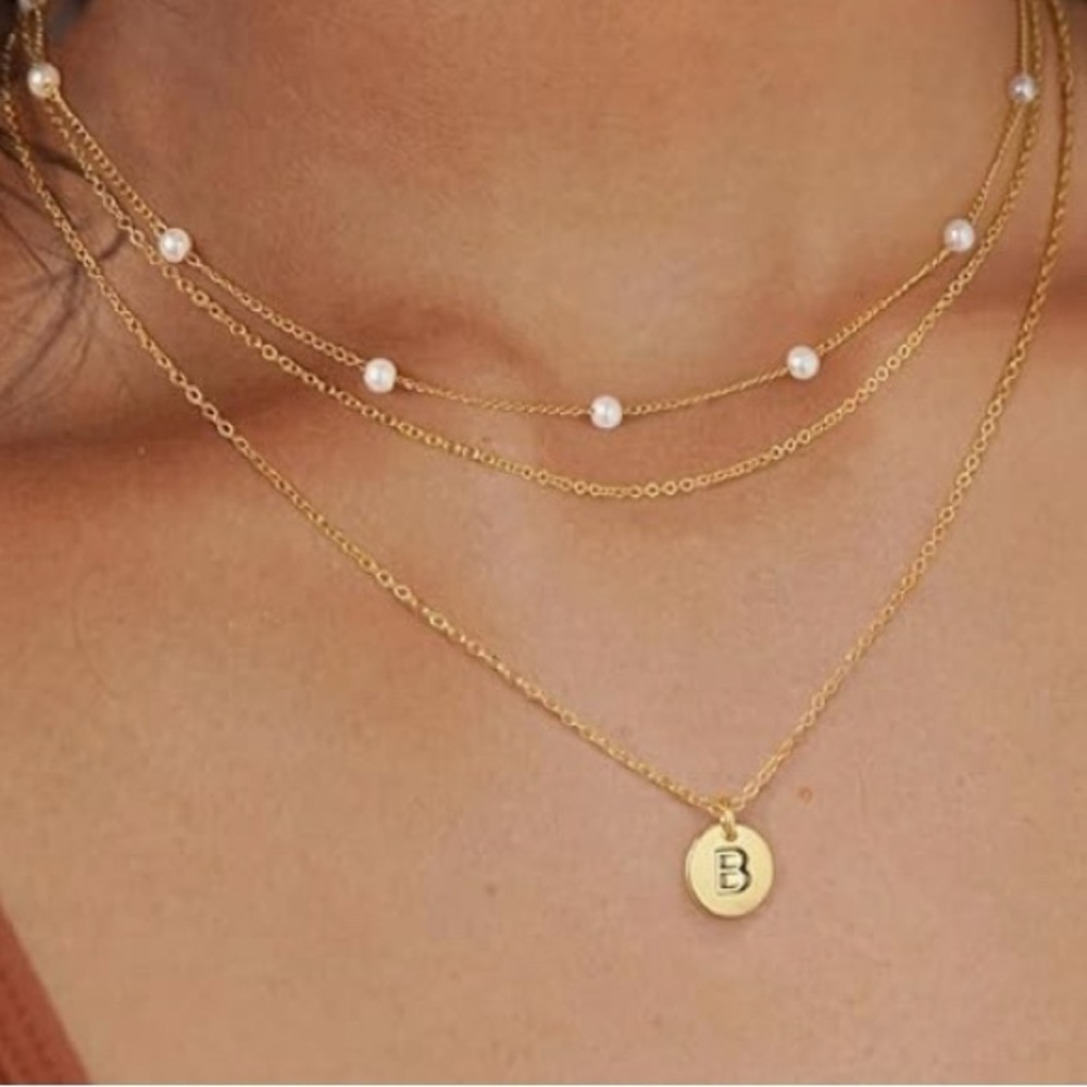 Victoria Leland Designs 3 piece Elegant Gold Layered Necklace with Pearls